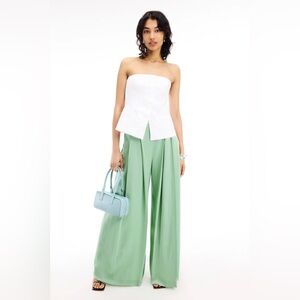 Boss Mint Green Wide-Leg Trousers
